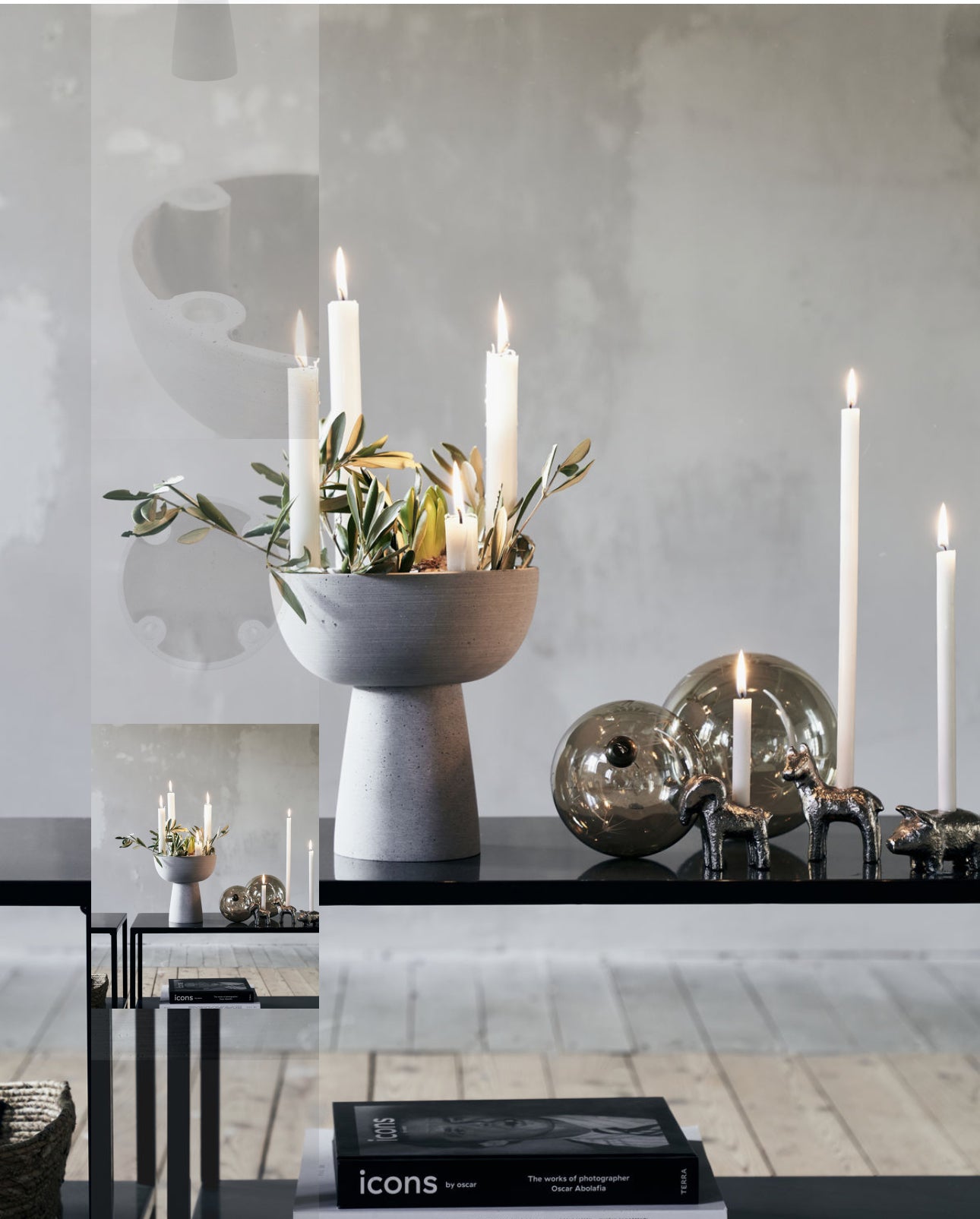 Kerzenständer, HDMarb, Grau