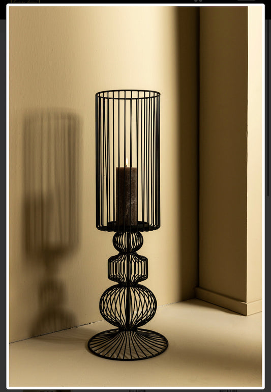 Kerzenständer Thieme Black iron round wired candle holder S PTMD